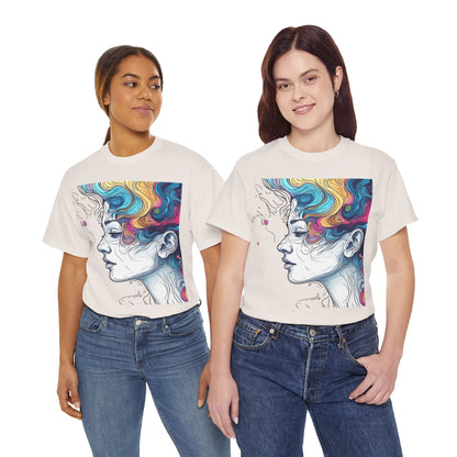 Face w/Color Hair Graphic Art Tee Shirt