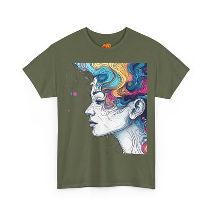 Face w/Color Hair Graphic Art Tee Shirt