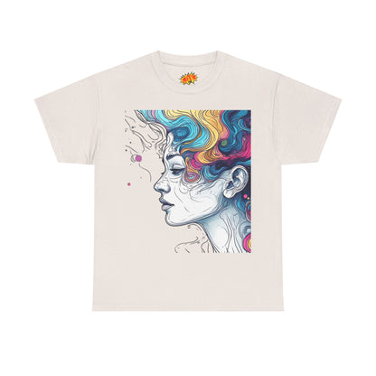 Face w/Color Hair Graphic Art Tee Shirt