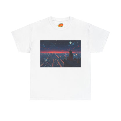 Neon City Anime Night Scene w/Cats T-Shirt