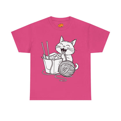 Happy Cat w/Noodles + Yarn Art Tee Shirt