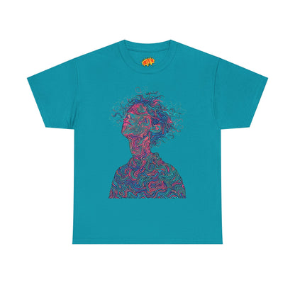 Line Drawing Multicolor Human Graphic Art Tee Shirt