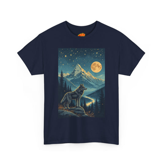 Vintage Style Mountain Wolf Full Moon T-Shirt *Multiple Colors*