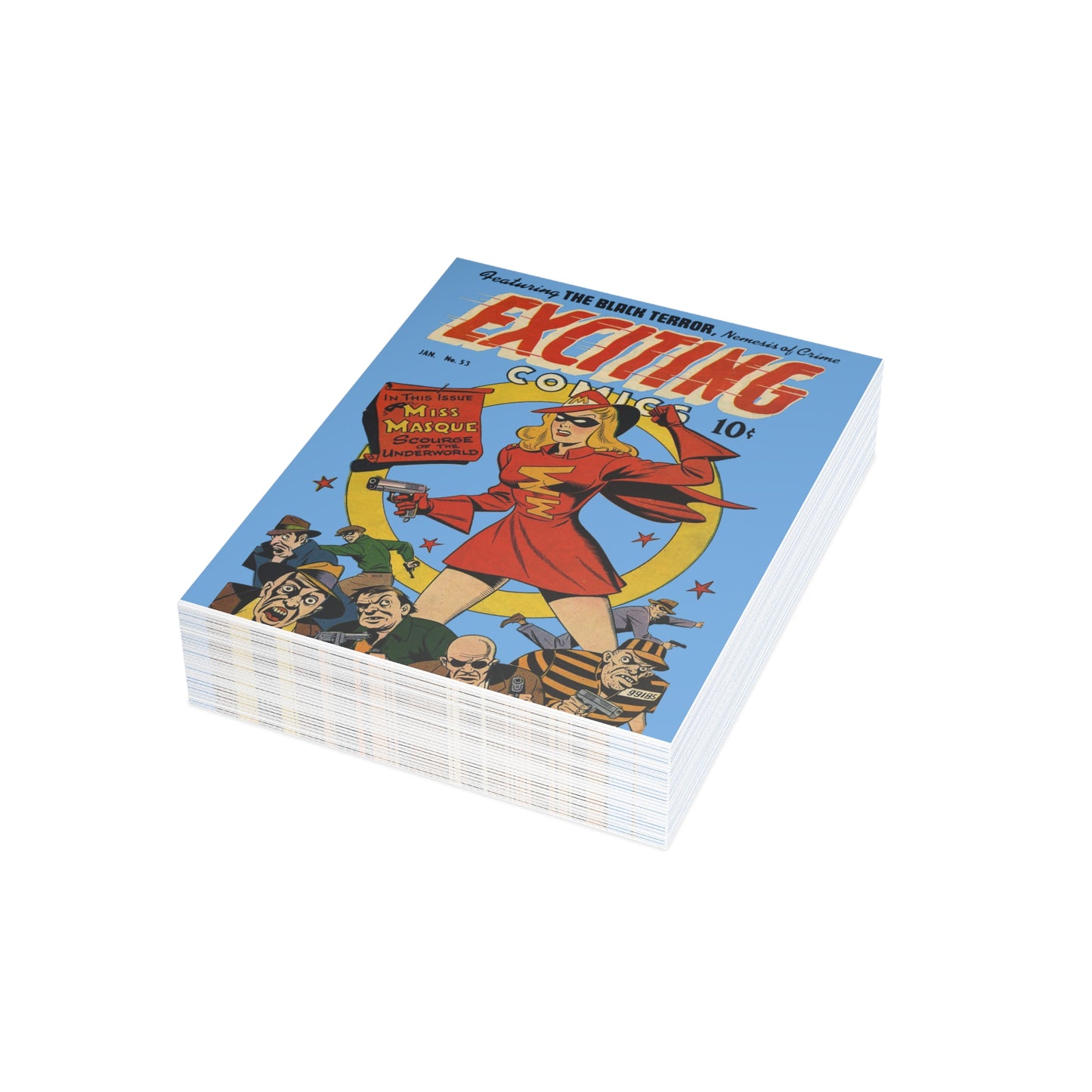 Exciting Comics #53 Feat. Miss Masque Postcards w/Envelopes