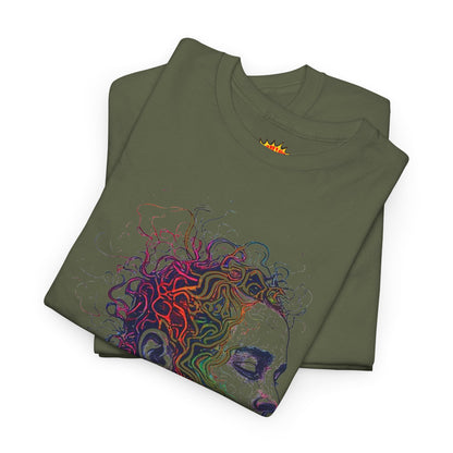 Multicolor Line Drawing Human Graphic Art Tee Shirt