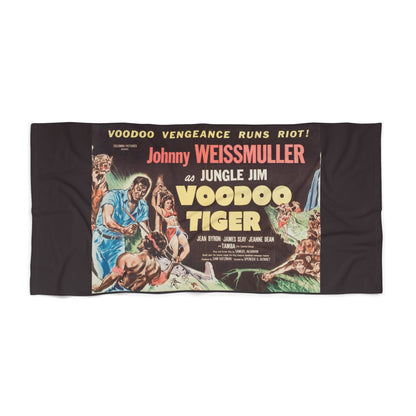 Voodoo Tiger Movie Poster Beach Towel | Retro Vintage Hollywood Jungle Art