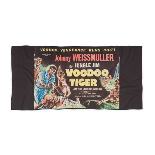 Voodoo Tiger Movie Poster Beach Towel | Retro Vintage Hollywood Jungle Art