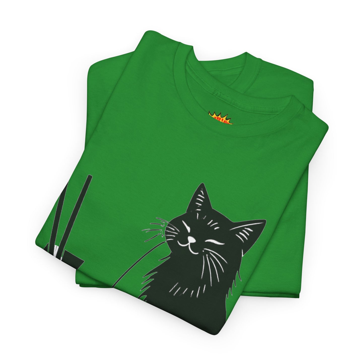 Black Cat w/Takeout Yarn Art Tee Shirt *Multiple Colors*