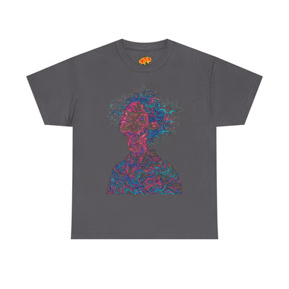 Line Drawing Multicolor Human Graphic Art Tee Shirt
