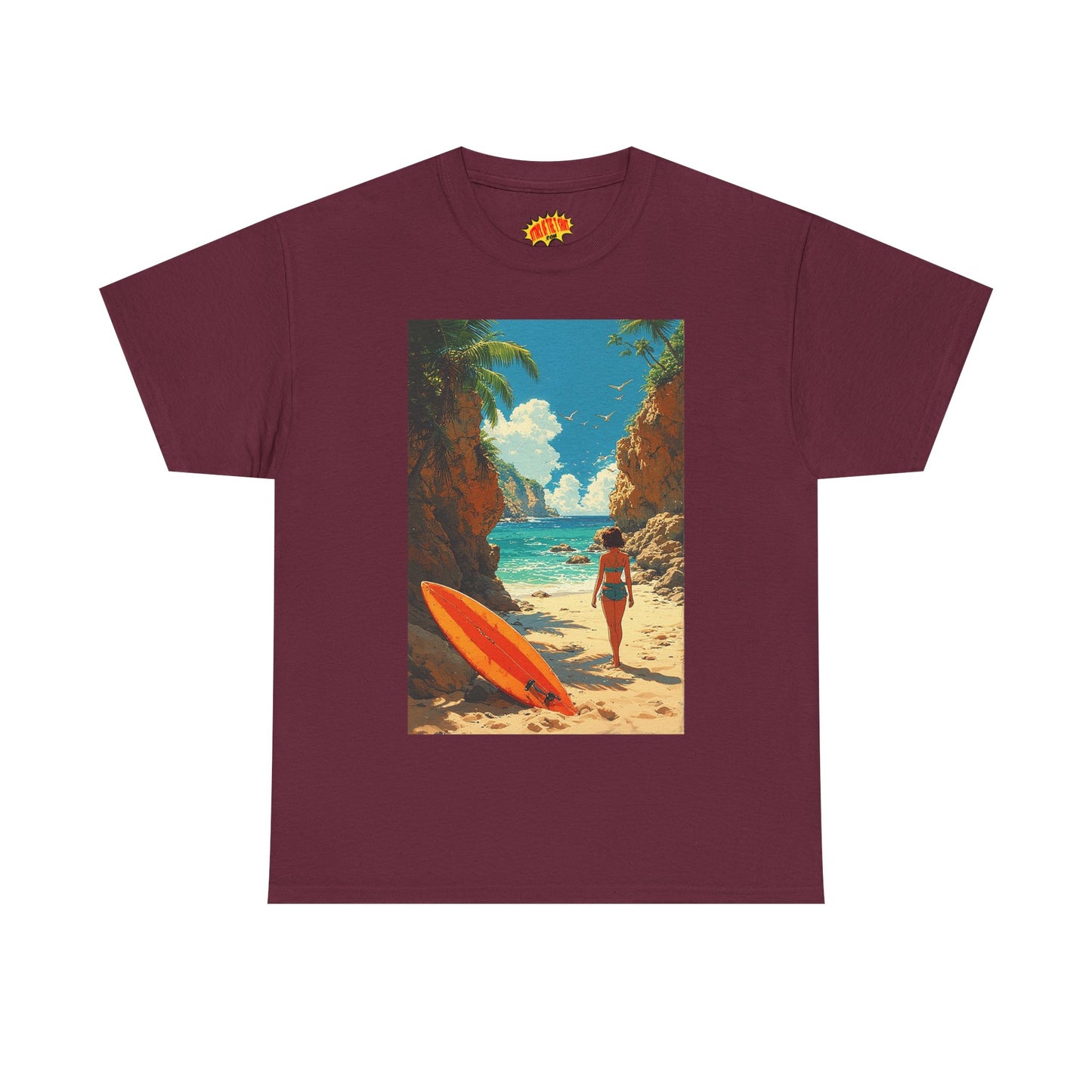 Modern Style Tropical Beach Scene T-Shirt *Multiple Colors*