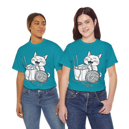 Happy Cat w/Noodles + Yarn Art Tee Shirt