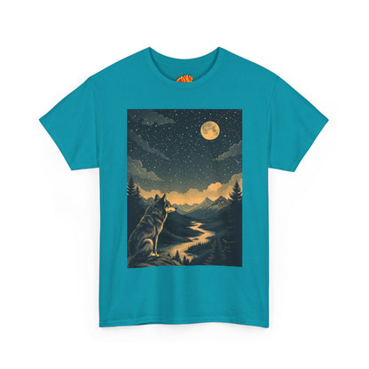 Mountain Wolf with River & Full Moon T-Shirt