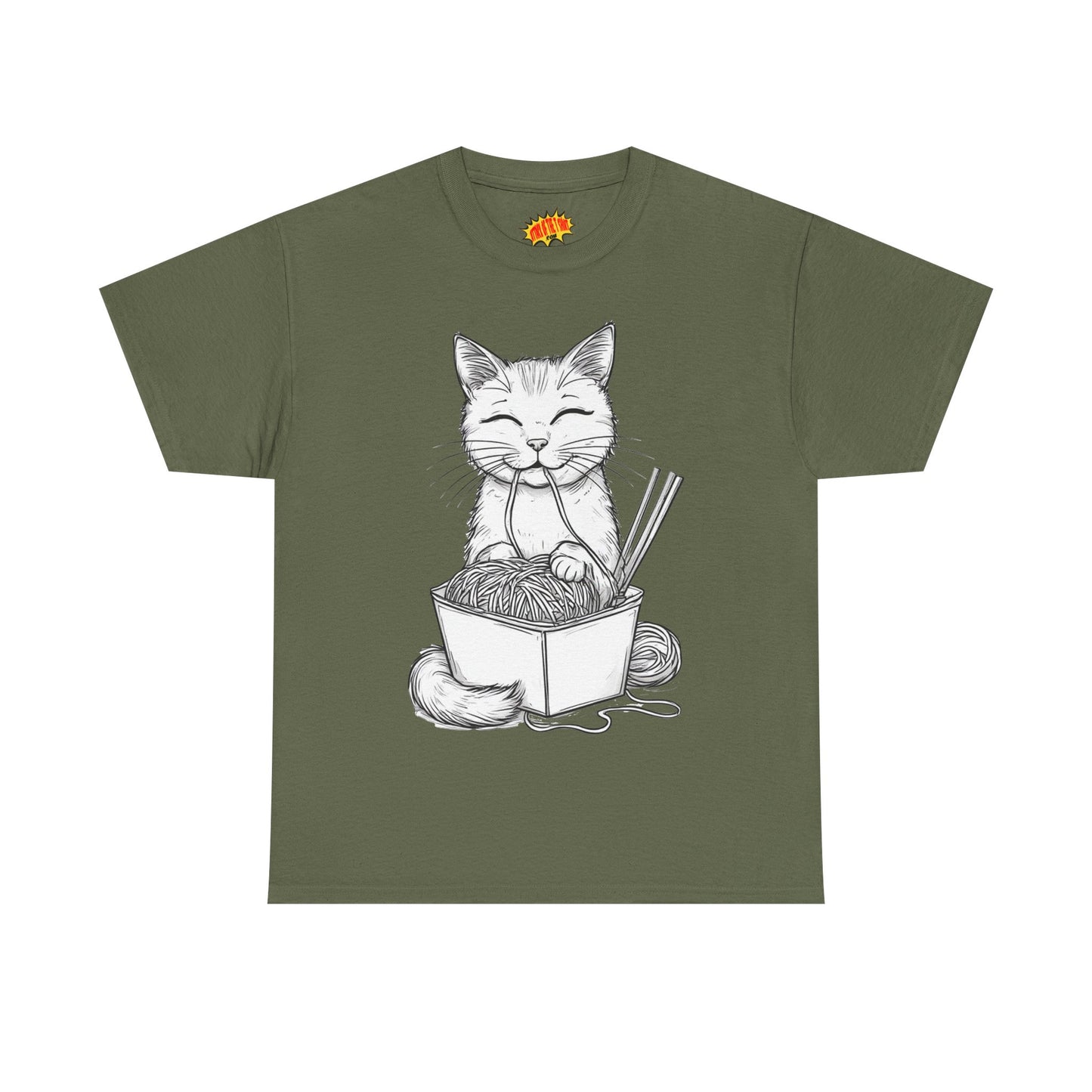 Cat w/Noodles Drawing Art Tee Shirt *Multiple Colors*