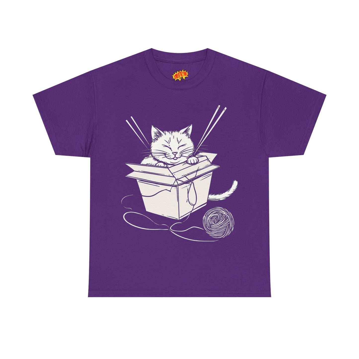Cat w/Box + Yarn Ball Art Drawing Tee Shirt *Multiple Colors*