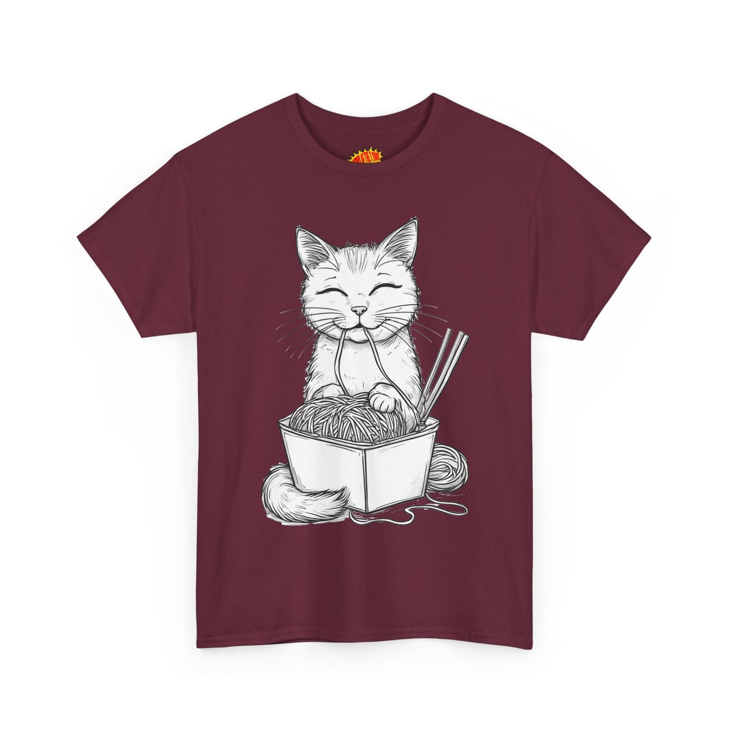 Cat w/Noodles Drawing Art Tee Shirt *Multiple Colors*
