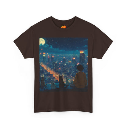 Anime City Night Scene w/Cats T-Shirt