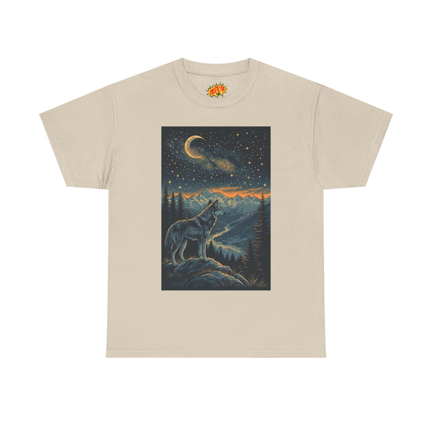 Mountain Wolf Sliver Moon Scene T-Shirt *Multiple Colors*