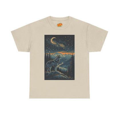 Mountain Wolf Sliver Moon Scene T-Shirt