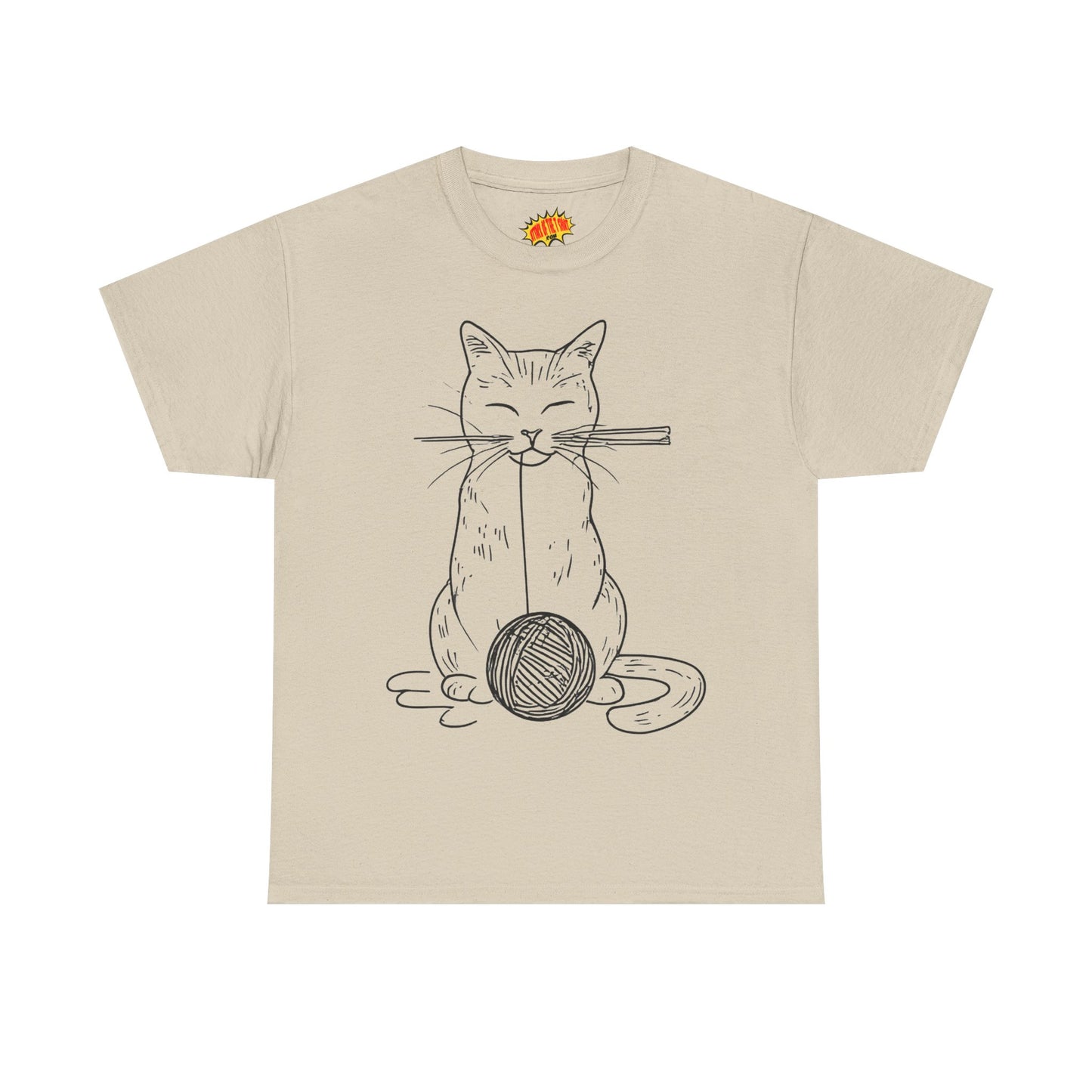 Cat w/Yarn Ball Line Art Drawing Tee Shirt *Multiple Colors*