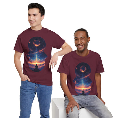 Cosmic Meditation w/Planet Space Graphic Art Tee Shirt