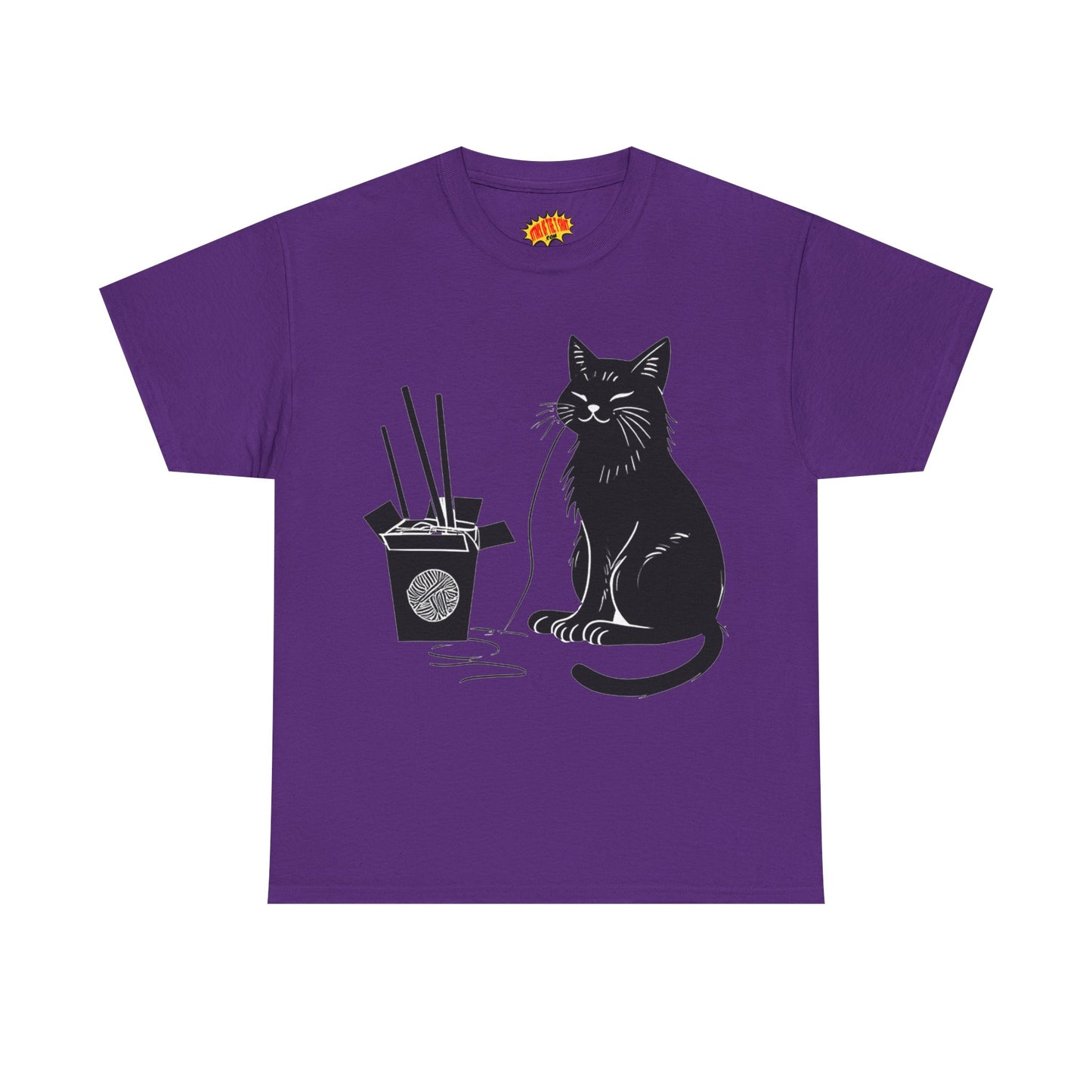 Black Cat w/Takeout Yarn Art Tee Shirt *Multiple Colors*