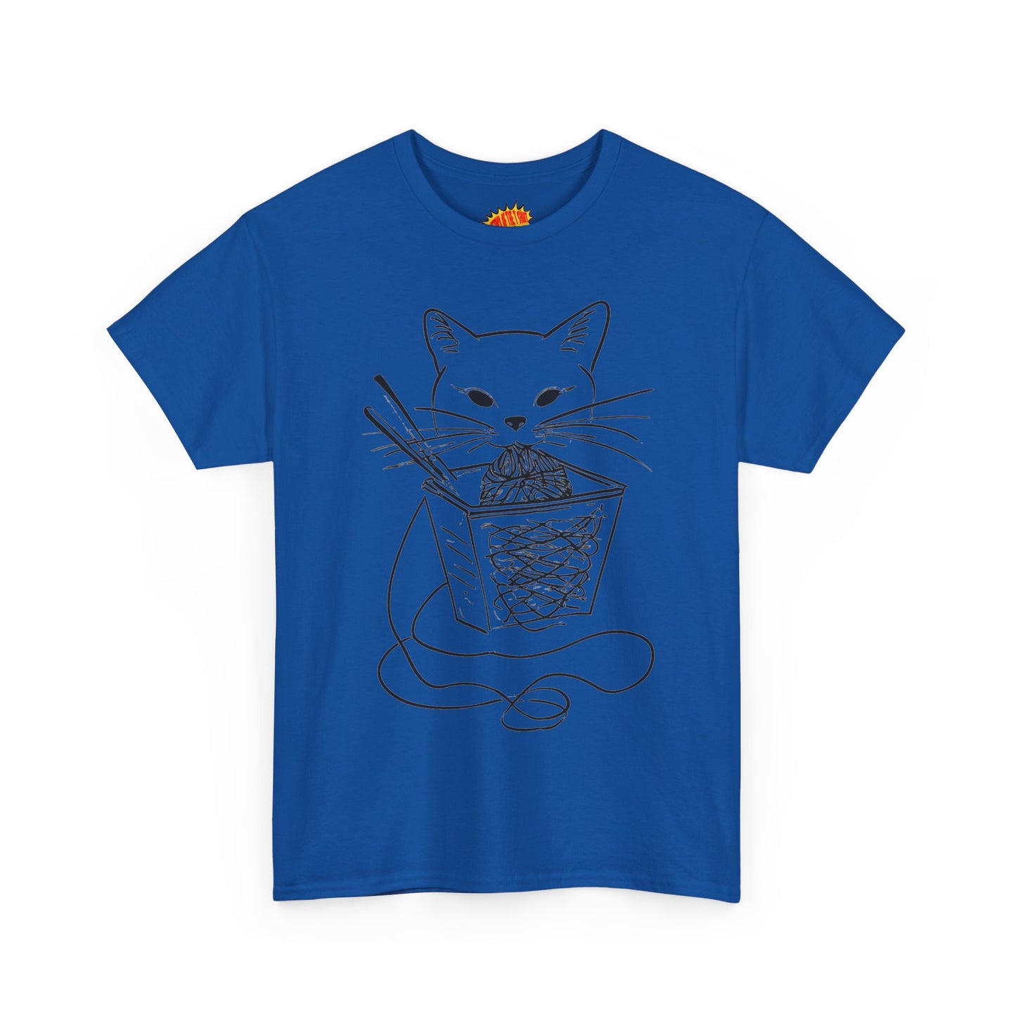 Cat w/Noodles Line Art Drawing Tee Shirt *Multiple Colors*