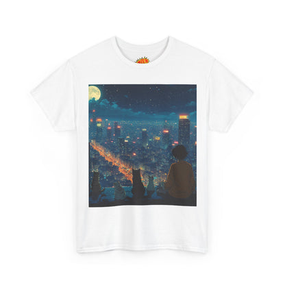Anime City Night Scene w/Cats T-Shirt