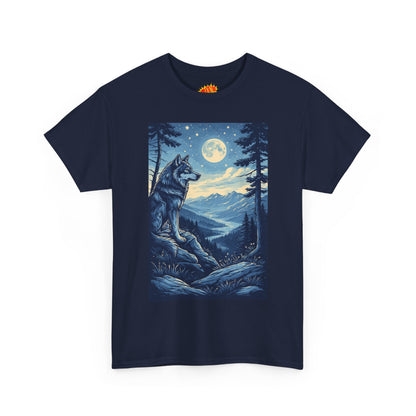 Blue Wolf with Full Moon Scene T-Shirt