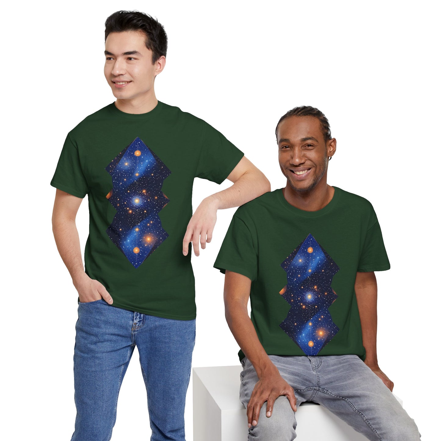 Geometric Shaped Galaxy Graphic Space Art Tee Shirt *Multiple Colors*