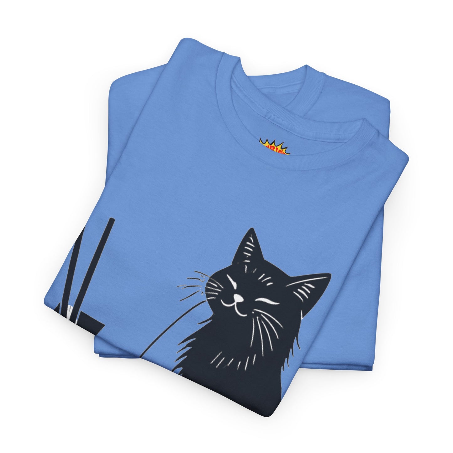 Black Cat w/Takeout Yarn Art Tee Shirt *Multiple Colors*