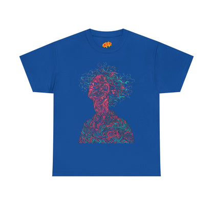 Line Drawing Multicolor Human Graphic Art Tee Shirt