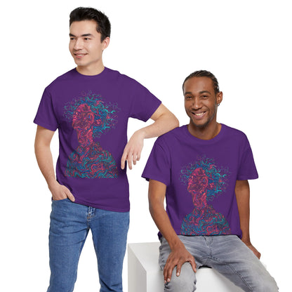 Line Drawing Multicolor Human Graphic Art Tee Shirt