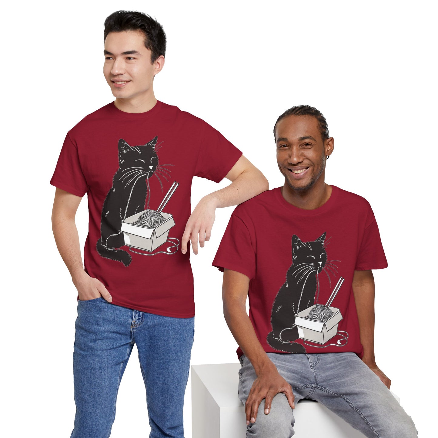 Black Cat w/Noodles Drawing Art Tee Shirt *Multiple Colors*