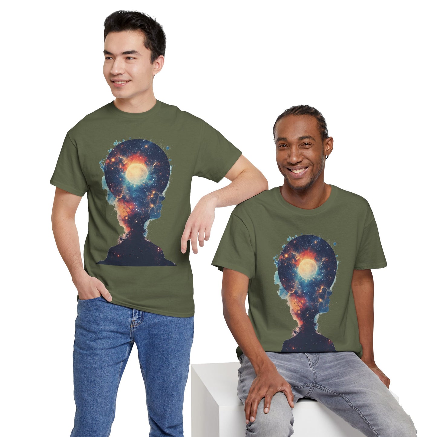 Abstract Galaxy Nebula Art w/Face Graphic Tee Shirt *Multiple Colors*