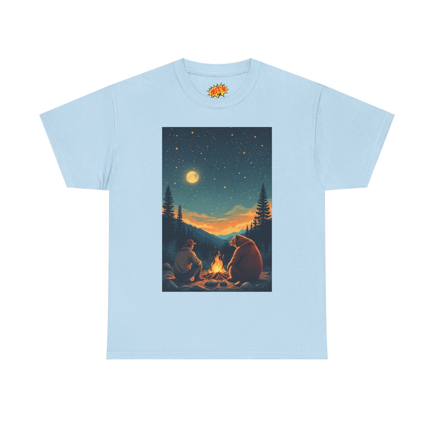 Mountain Man w/ Brown Bear Campfire Scene T-Shirt *Multiple Colors*