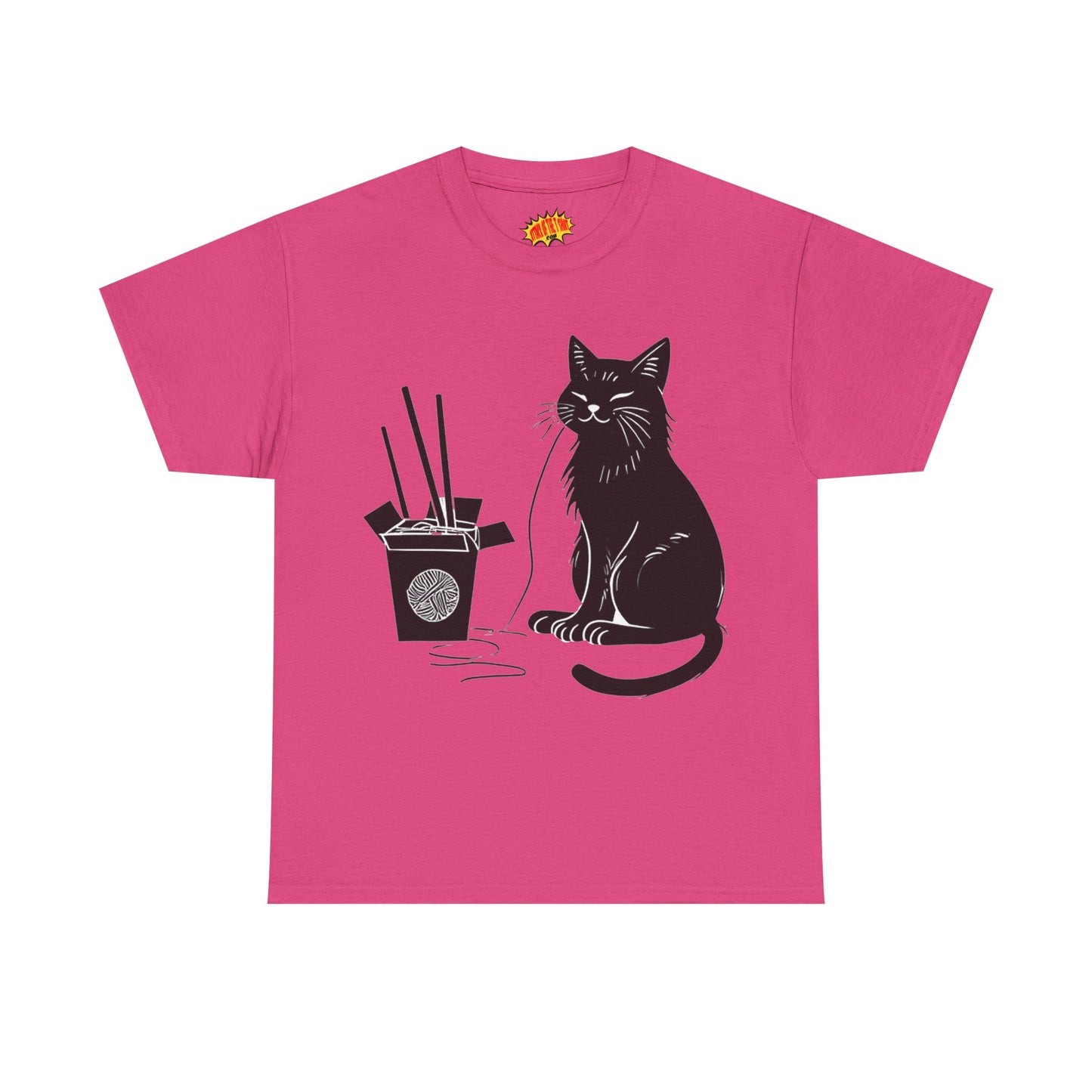 Black Cat w/Takeout Yarn Art Tee Shirt *Multiple Colors*