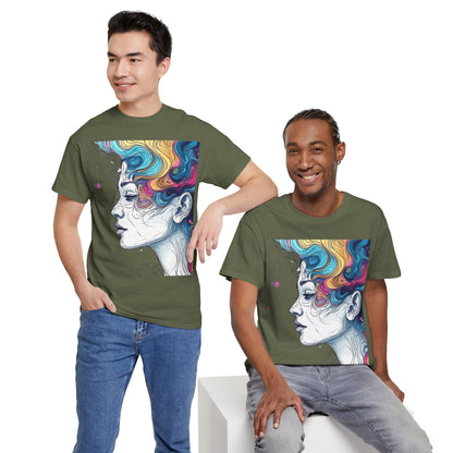Face w/Color Hair Graphic Art Tee Shirt
