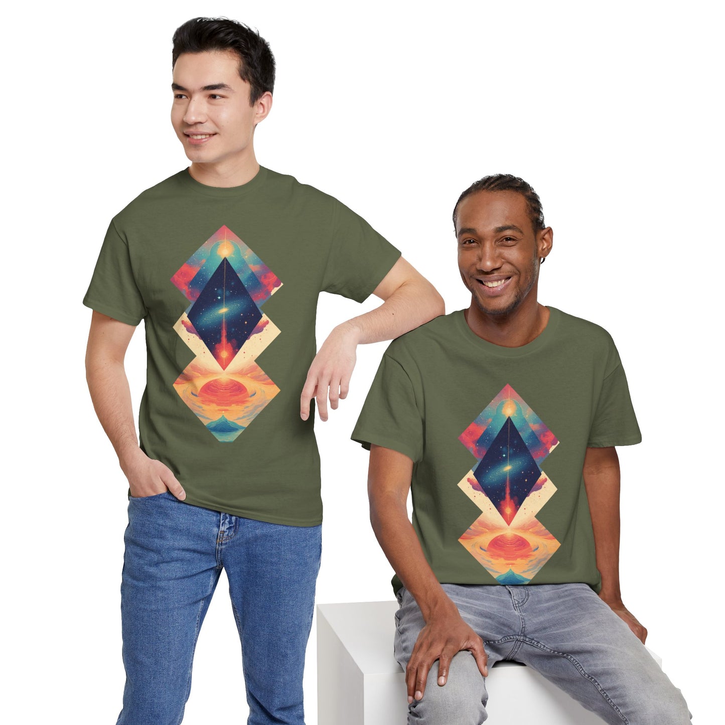 Geometric Shape Galaxy Graphic Space Art Tee Shirt *Multiple Colors*