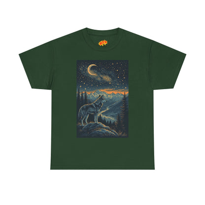 Mountain Wolf Sliver Moon Scene T-Shirt