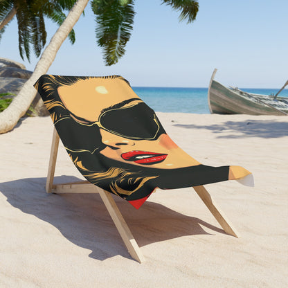 Pop Art Fashion Chic Beach Towel | Glamour Shot Model Art Print Towel 2 Sizes