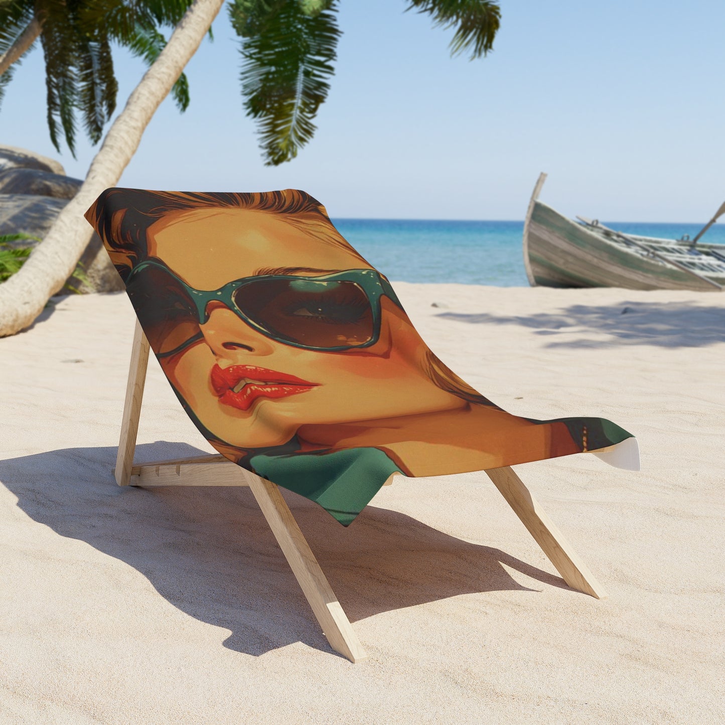 Pop Art Retro Chic Beach Towel | Glamour Shot Model Art Print Towel 2 Sizes