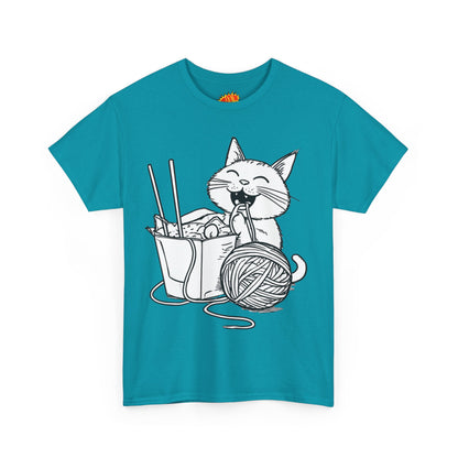 Happy Cat w/Noodles + Yarn Art Tee Shirt