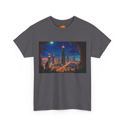 Anime Cityscape Night Scene w/Girl & Cats T-Shirt