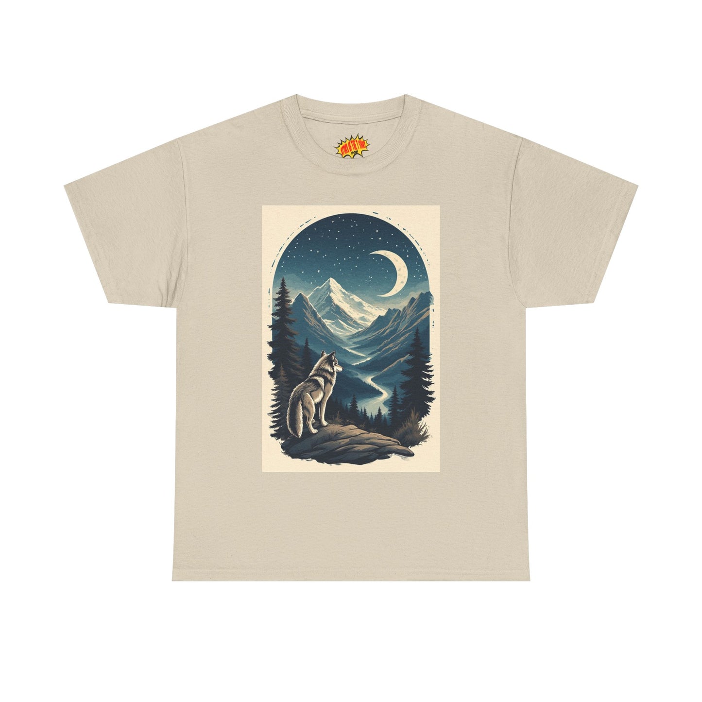 Wolf with Crescent Moon Scene T-Shirt *Multiple Colors*