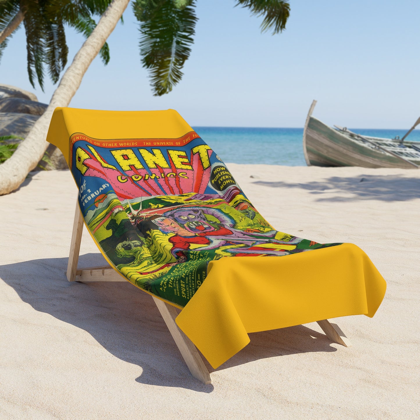 Planet Comics #2 Beach Towel Yellow