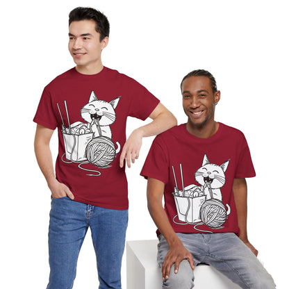 Happy Cat w/Noodles + Yarn Art Tee Shirt
