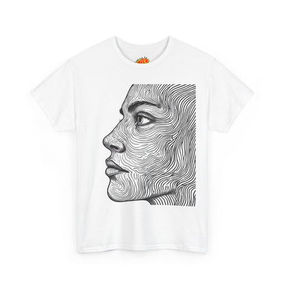 Human Face Profile Line Drawing Graphic Art Tee Shirt