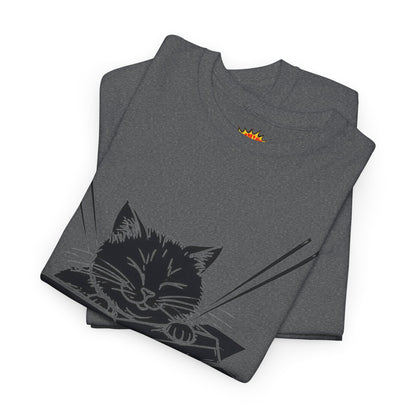 Black Cat w/Box + Yarn Ball Art Drawing Tee Shirt