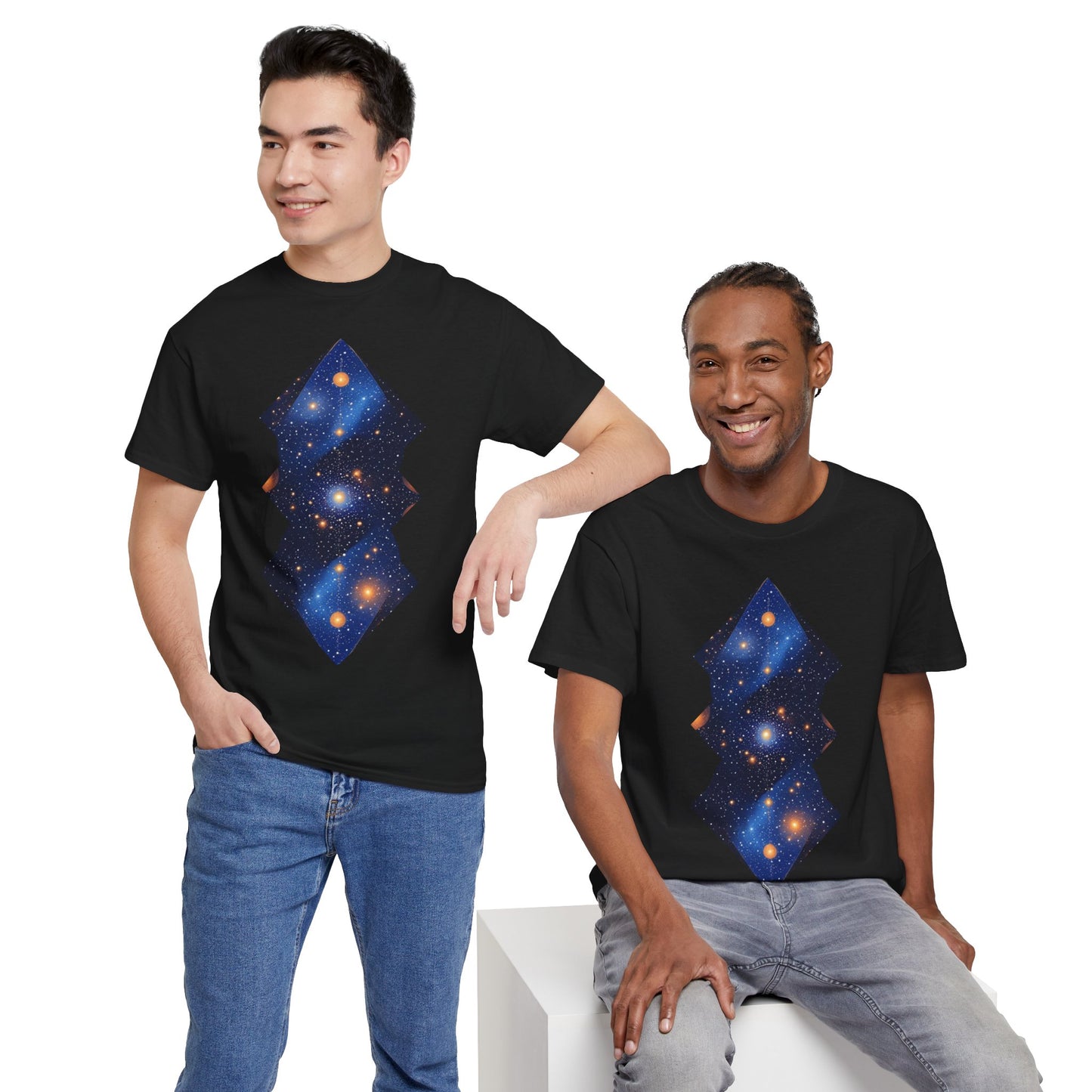 Geometric Shaped Galaxy Graphic Space Art Tee Shirt *Multiple Colors*