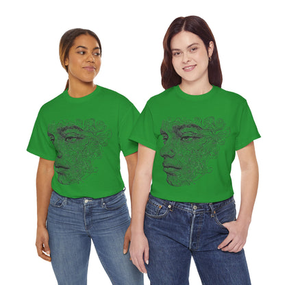 Human Face Silhouette Line Drawing Graphic Art Tee Shirt
